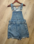 AG 100% Cotton Denim Overalls Shorts Distresssed Chewed Hem
