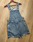 AG 100% Cotton Denim Overalls Shorts Distresssed Chewed Hem