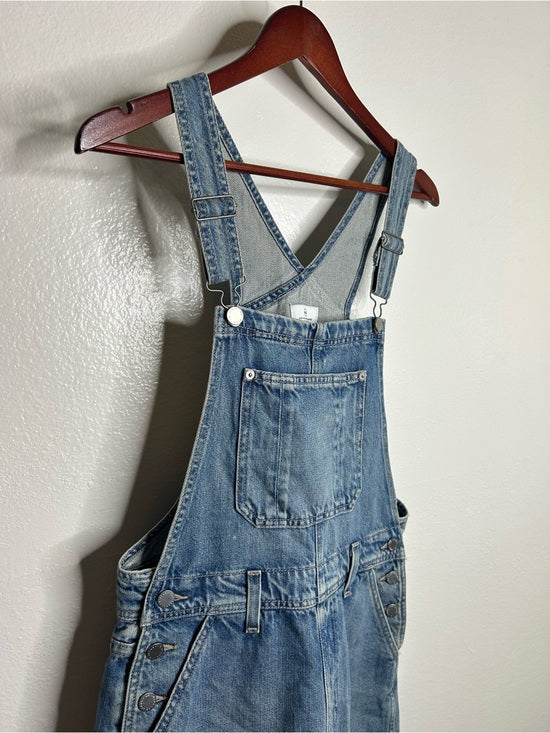 AG 100% Cotton Denim Overalls Shorts Distresssed Chewed Hem