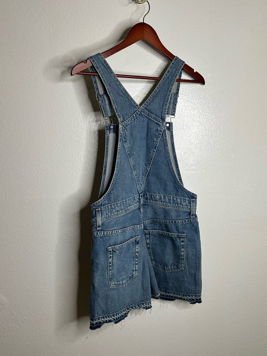 AG 100% Cotton Denim Overalls Shorts Distresssed Chewed Hem