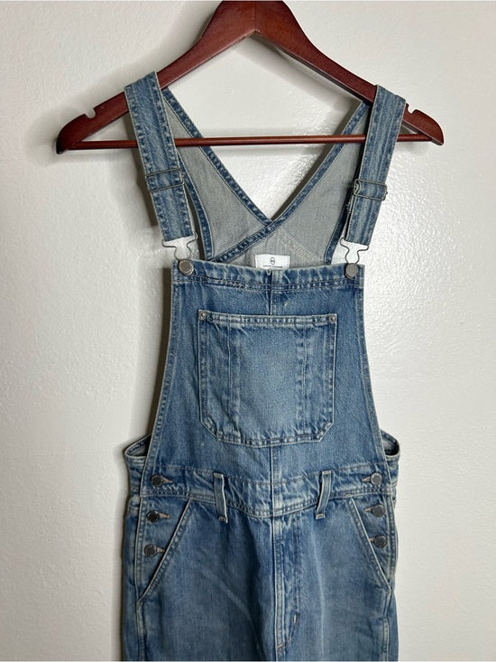 AG 100% Cotton Denim Overalls Shorts Distresssed Chewed Hem