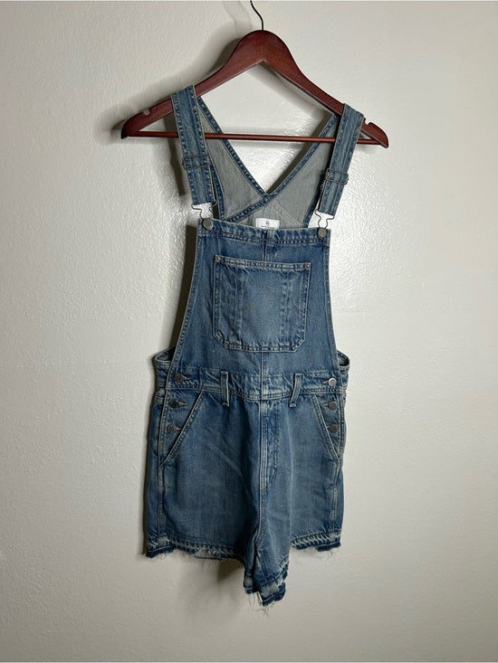 AG 100% Cotton Denim Overalls Shorts Distresssed Chewed Hem