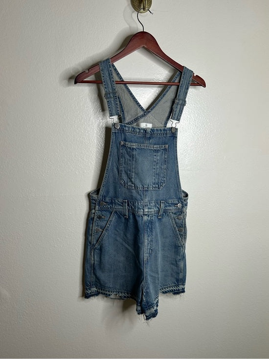 AG 100% Cotton Denim Overalls Shorts Distresssed Chewed Hem