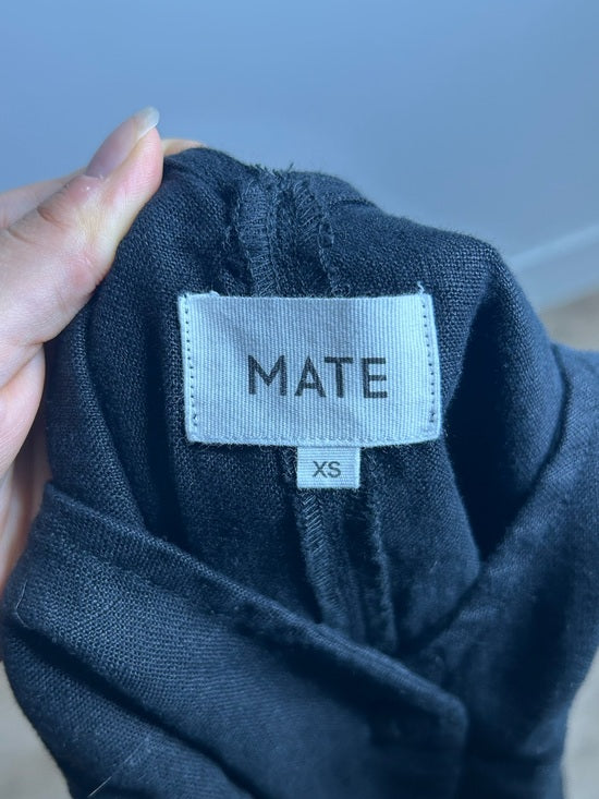 MATE The Label 100% Organic Linen Button Front Midi Dress in Black