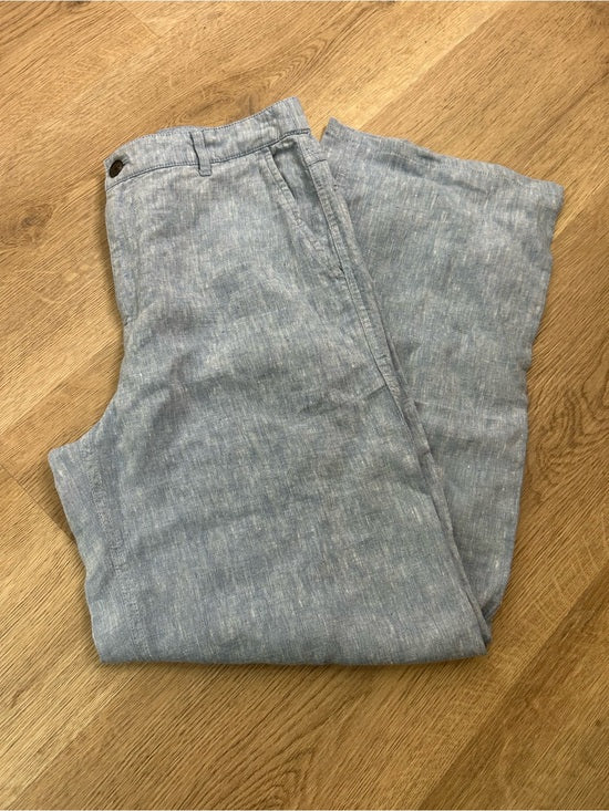 Madewell 100% Linen The Zoe Relaxed Straight Leg Pant in Sunfaded Blue