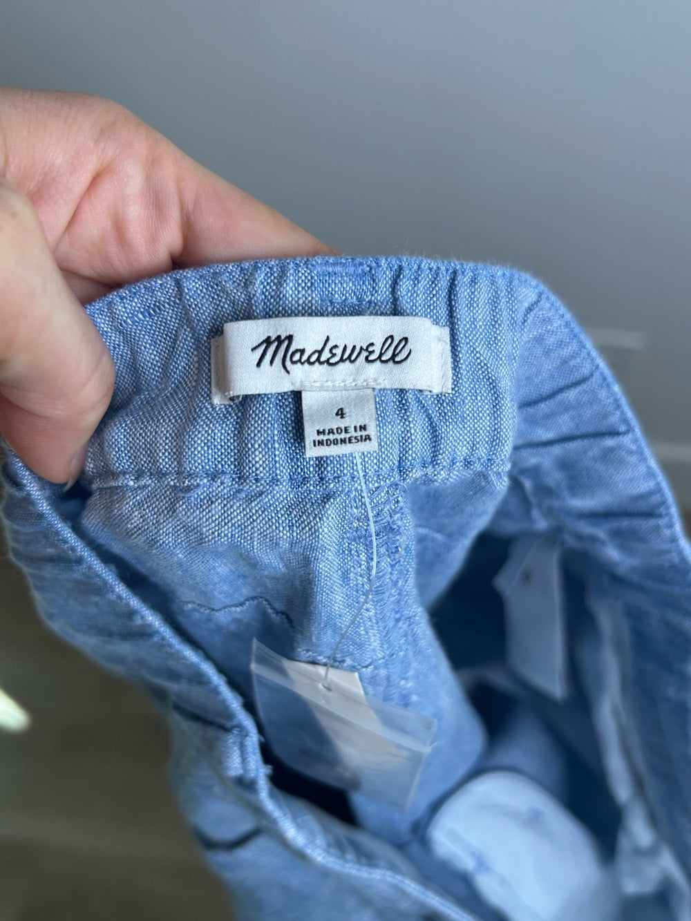 Madewell 100% Linen The Zoe Relaxed Straight Leg Pant in Sunfaded Blue