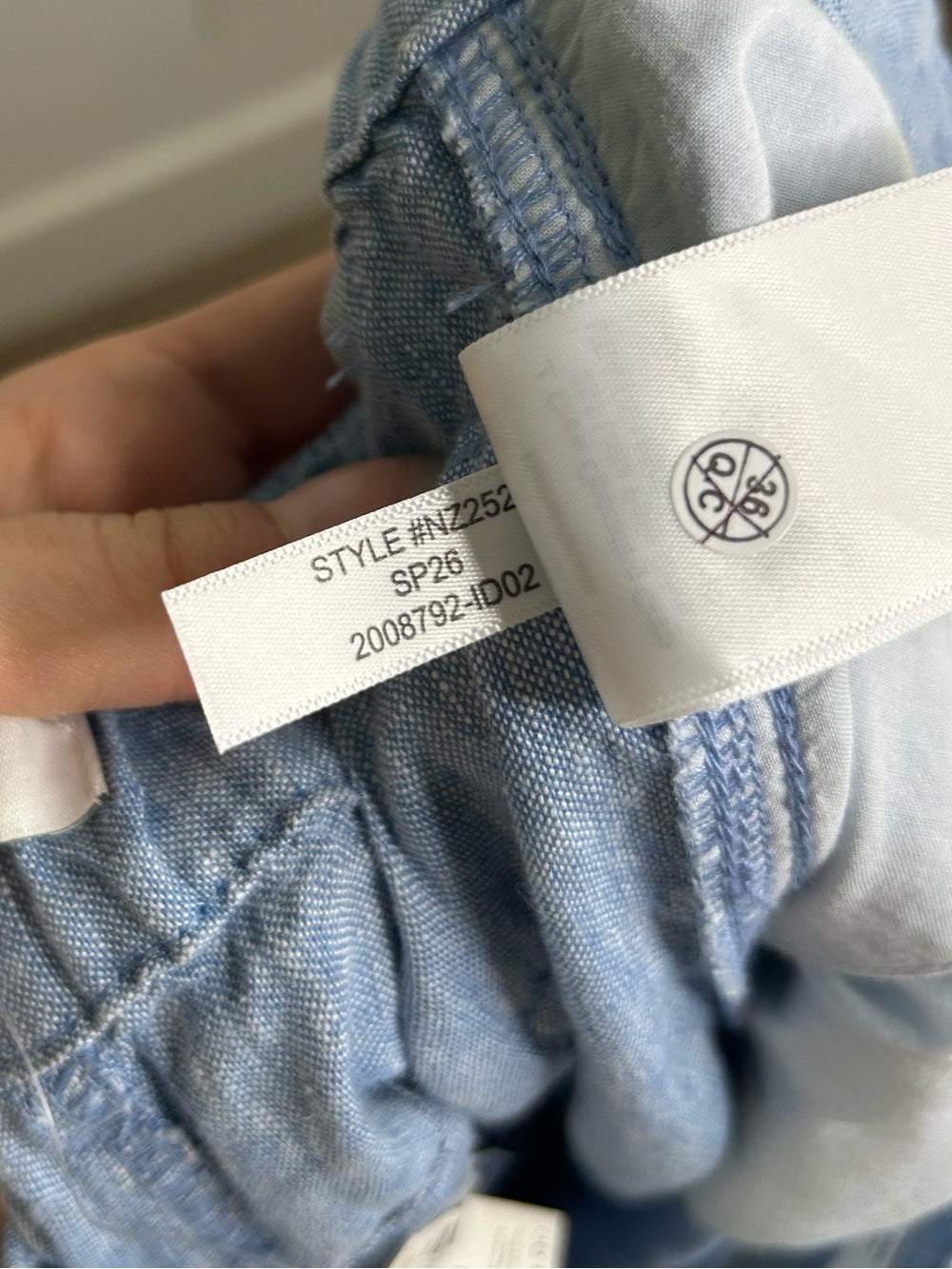 Madewell 100% Linen The Zoe Relaxed Straight Leg Pant in Sunfaded Blue