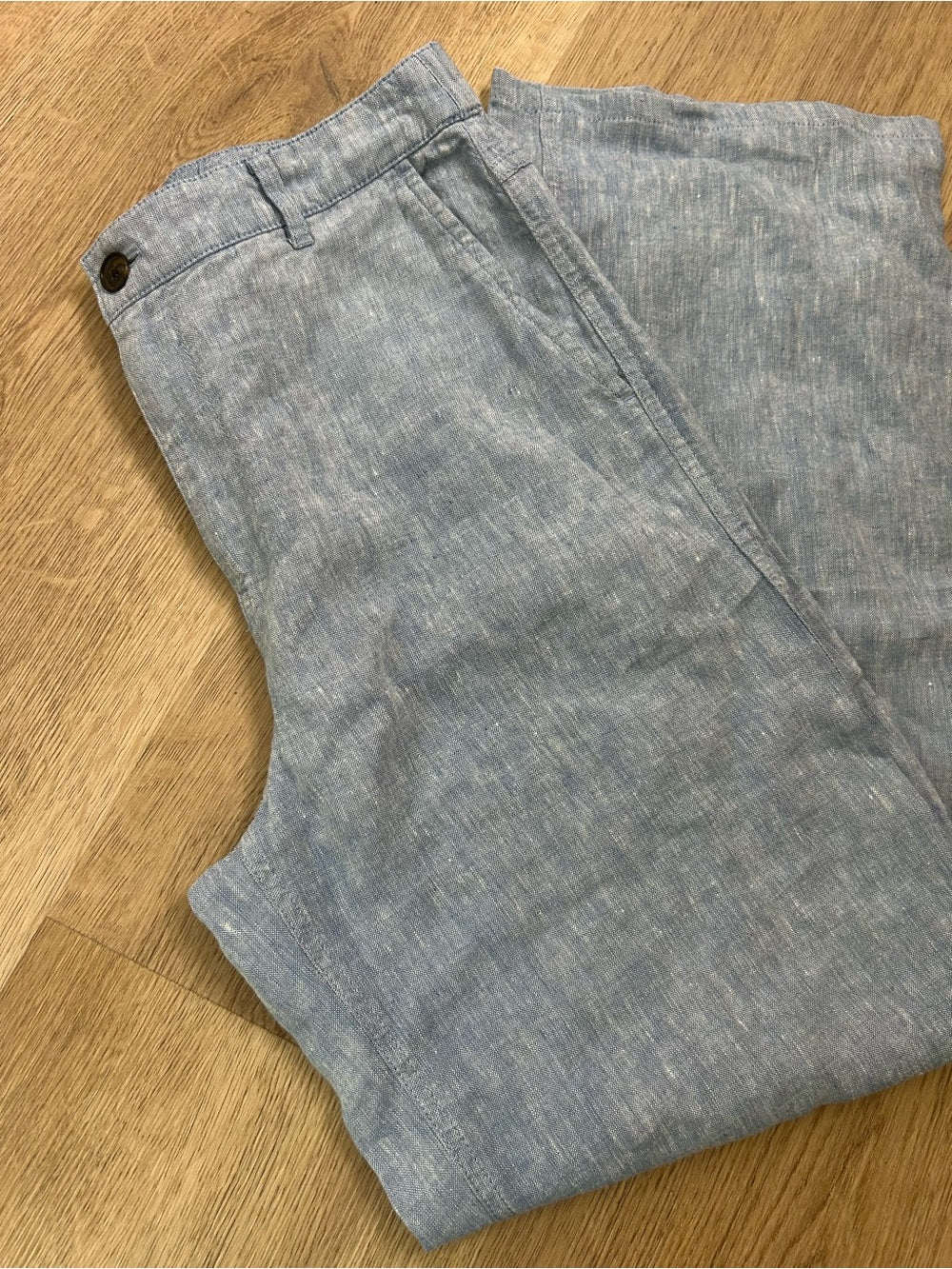Madewell 100% Linen The Zoe Relaxed Straight Leg Pant in Sunfaded Blue