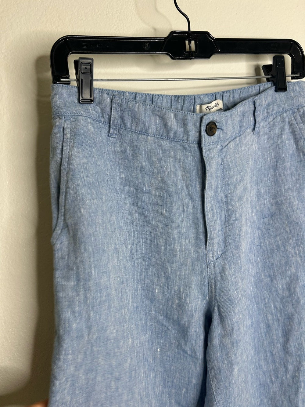 Madewell 100% Linen The Zoe Relaxed Straight Leg Pant in Sunfaded Blue