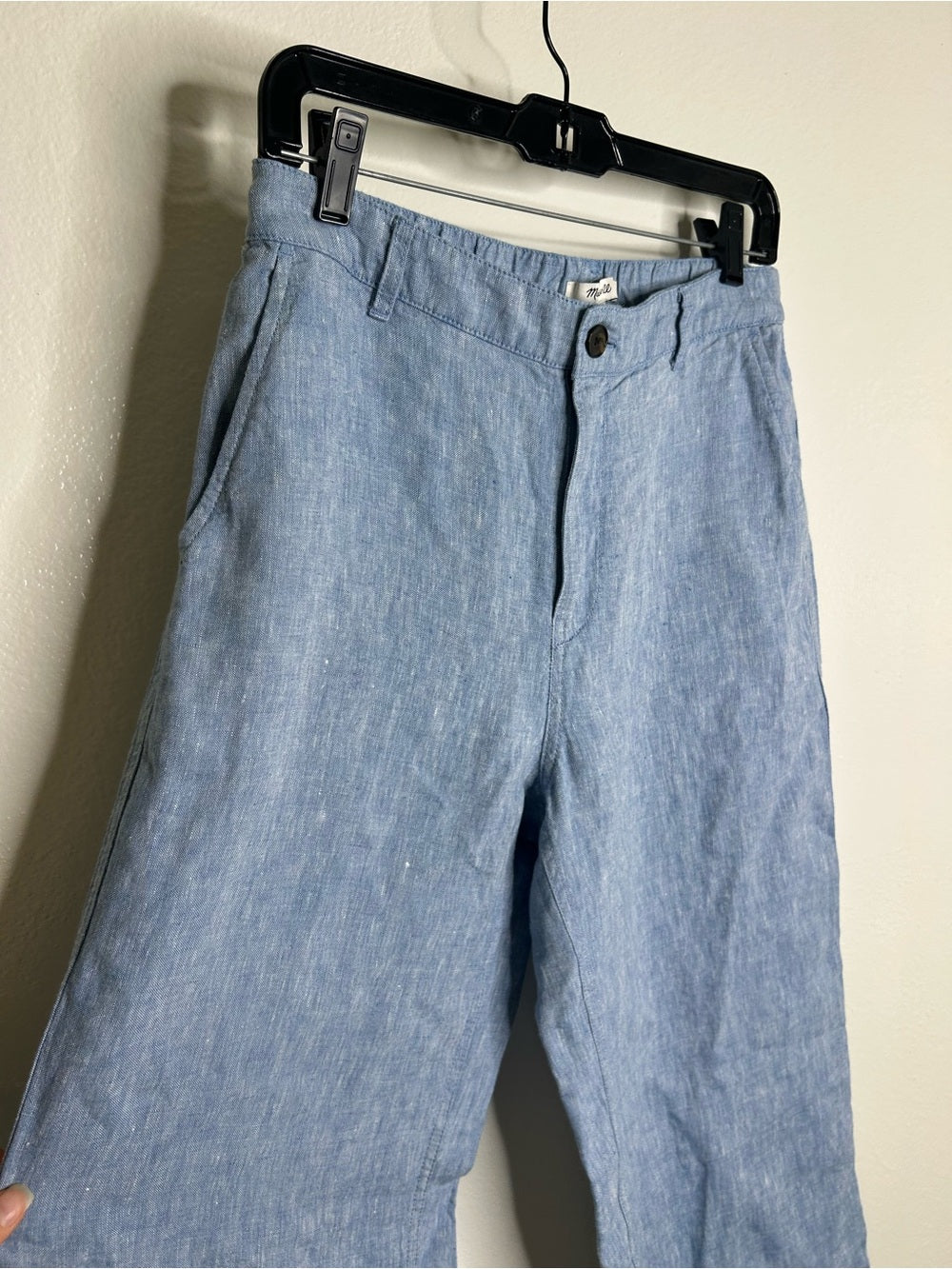 Madewell 100% Linen The Zoe Relaxed Straight Leg Pant in Sunfaded Blue