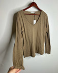 Michael Stars 100% Supima Cotton Slub Long Sleeve V - Neck T - Shirt