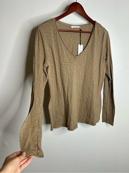Michael Stars 100% Supima Cotton Slub Long Sleeve V - Neck T - Shirt