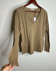 Michael Stars 100% Supima Cotton Slub Long Sleeve V - Neck T - Shirt