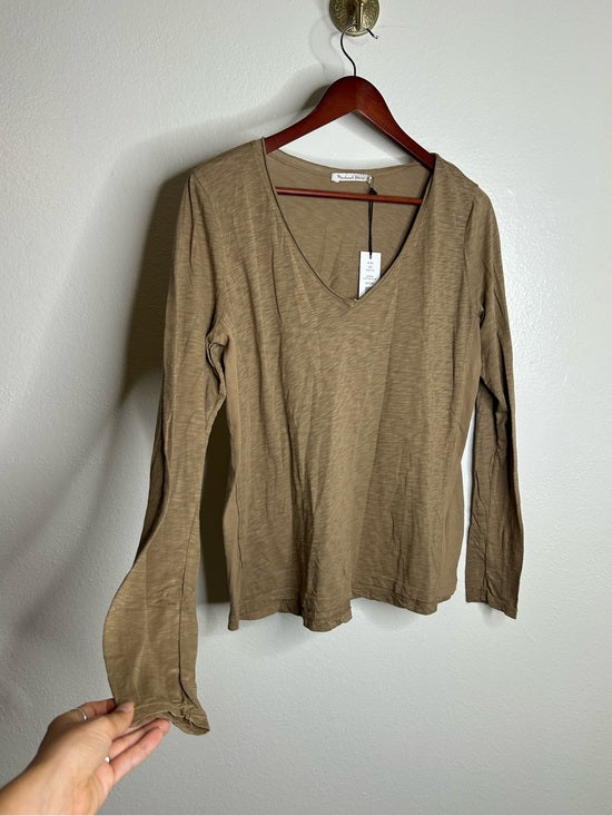 Michael Stars 100% Supima Cotton Slub Long Sleeve V - Neck T - Shirt