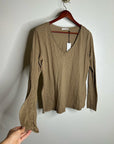 Michael Stars 100% Supima Cotton Slub Long Sleeve V - Neck T - Shirt
