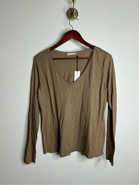 Michael Stars 100% Supima Cotton Slub Long Sleeve V - Neck T - Shirt