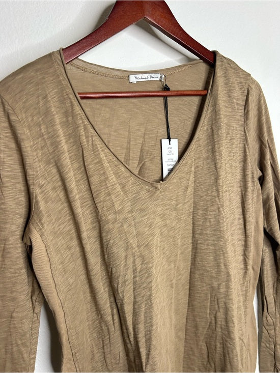 Michael Stars 100% Supima Cotton Slub Long Sleeve V - Neck T - Shirt