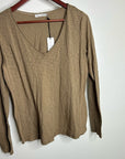 Michael Stars 100% Supima Cotton Slub Long Sleeve V - Neck T - Shirt
