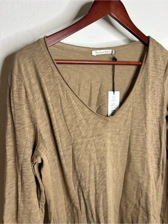 Michael Stars 100% Supima Cotton Slub Long Sleeve V - Neck T - Shirt
