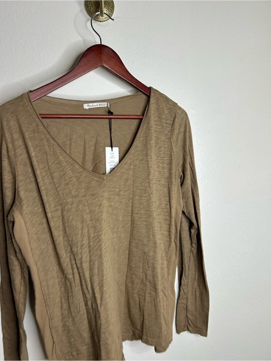 Michael Stars 100% Supima Cotton Slub Long Sleeve V - Neck T - Shirt