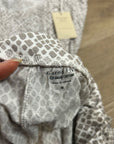 Garnet Hill 100% Organic Cotton White Gray Pajama Set Short Sleeve Top Pant