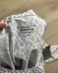Garnet Hill 100% Organic Cotton White Gray Pajama Set Short Sleeve Top Pant