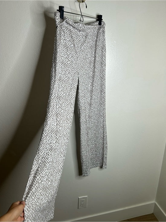 Garnet Hill 100% Organic Cotton White Gray Pajama Set Short Sleeve Top Pant