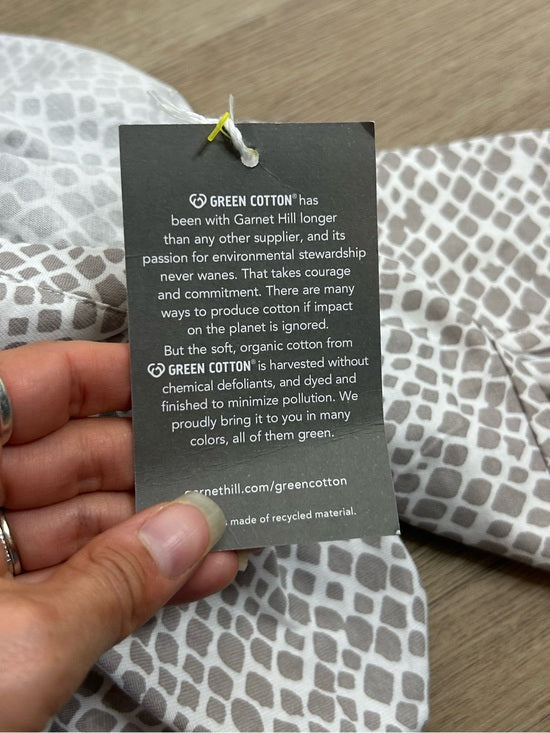 Garnet Hill 100% Organic Cotton White Gray Pajama Set Short Sleeve Top Pant