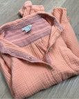 Carbon2Colbat 100% Cotton Gauze Peach Button Down Long Sleeve Top