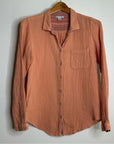 Carbon2Colbat 100% Cotton Gauze Peach Button Down Long Sleeve Top