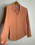 Carbon2Colbat 100% Cotton Gauze Peach Button Down Long Sleeve Top
