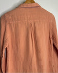 Carbon2Colbat 100% Cotton Gauze Peach Button Down Long Sleeve Top