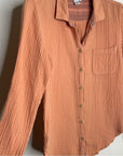 Carbon2Colbat 100% Cotton Gauze Peach Button Down Long Sleeve Top