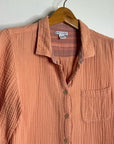 Carbon2Colbat 100% Cotton Gauze Peach Button Down Long Sleeve Top