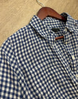 Talbots 100% Linen Blue White Checkered Gingham Button Down Collared Top