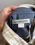 Outerknown 100% Organic Cotton Tan White Plaid Button Down Blanket Shirt