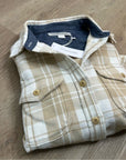 Outerknown 100% Organic Cotton Tan White Plaid Button Down Blanket Shirt