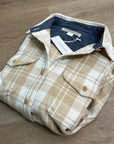 Outerknown 100% Organic Cotton Tan White Plaid Button Down Blanket Shirt