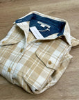 Outerknown 100% Organic Cotton Tan White Plaid Button Down Blanket Shirt