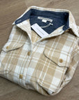 Outerknown 100% Organic Cotton Tan White Plaid Button Down Blanket Shirt