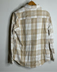 Outerknown 100% Organic Cotton Tan White Plaid Button Down Blanket Shirt