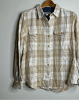 Outerknown 100% Organic Cotton Tan White Plaid Button Down Blanket Shirt