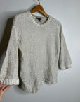 Eileen Fisher Organic Linen Cotton Knit Textured Short Sleeve Sweater Top