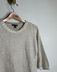 Eileen Fisher Organic Linen Cotton Knit Textured Short Sleeve Sweater Top