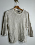 Eileen Fisher Organic Linen Cotton Knit Textured Short Sleeve Sweater Top