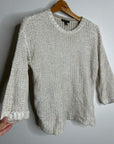 Eileen Fisher Organic Linen Cotton Knit Textured Short Sleeve Sweater Top