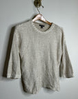 Eileen Fisher Organic Linen Cotton Knit Textured Short Sleeve Sweater Top