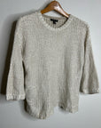 Eileen Fisher Organic Linen Cotton Knit Textured Short Sleeve Sweater Top
