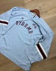 Daydreamer 100% Cotton Baby Blue Oversized Varsity Style Long Sleeve Top