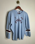Daydreamer 100% Cotton Baby Blue Oversized Varsity Style Long Sleeve Top